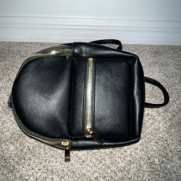 Brand New Elegant Black Mini Backpack with gold accents - Picture 6 of 6